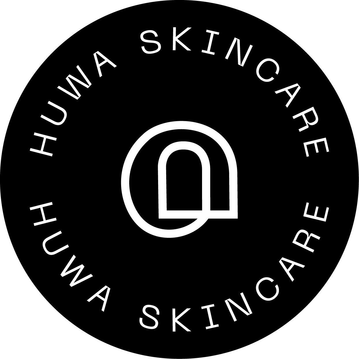 Huwa Skincare Logo round with black and white written letters
